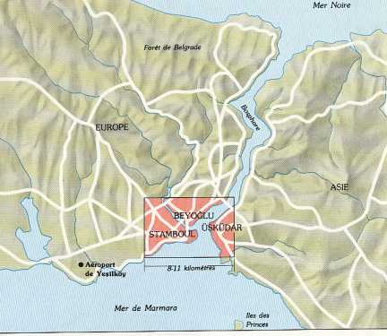 Istanbul et ses environs en rouge