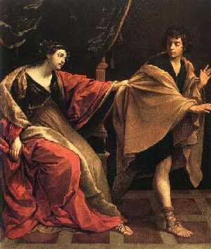 La femme de Potiphar essayant de s�duire Joseph
