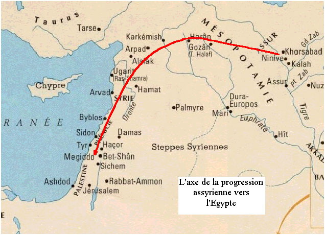 La progression des Assyriens